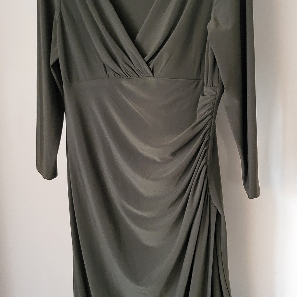 Elegant Olive Green Draped Dress